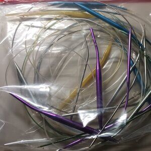 Circular and strait metal and plastic knitting needles many sizes and lengths